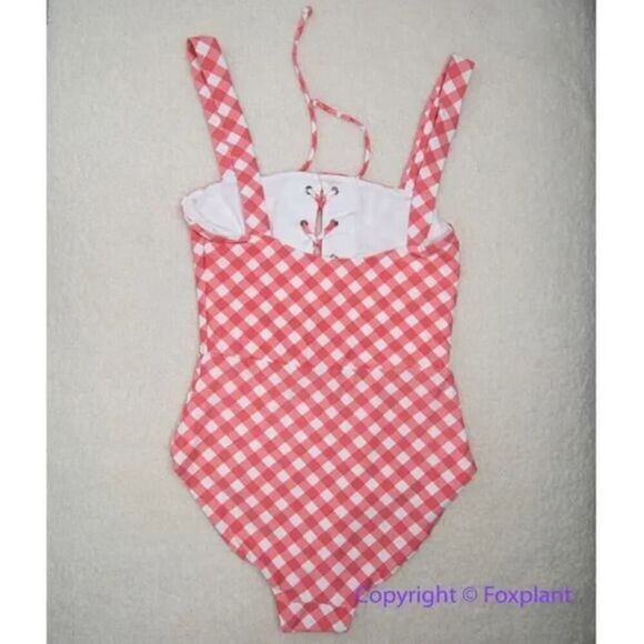 NEW Onia Raquel Barbiecore‎ pink gingham check raquel one piece swimsuit, size S - Picture 13 of 16